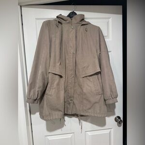 Vintage 80s/90s Gallery Woman's Tan Rain Jacket with Sleeve Liner Size 3x